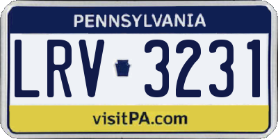 PA license plate LRV3231