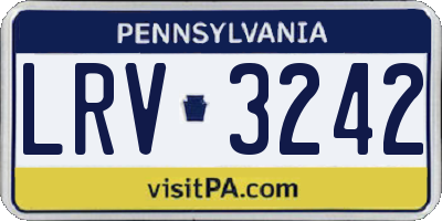 PA license plate LRV3242
