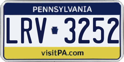 PA license plate LRV3252