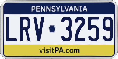 PA license plate LRV3259