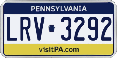 PA license plate LRV3292