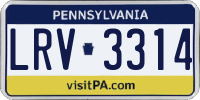 PA license plate LRV3314