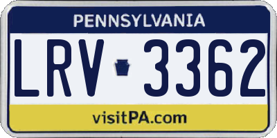 PA license plate LRV3362
