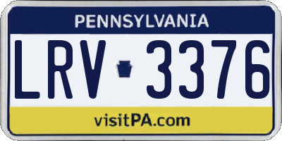 PA license plate LRV3376