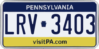 PA license plate LRV3403