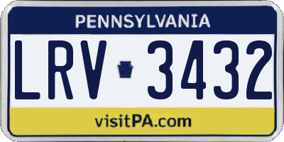 PA license plate LRV3432