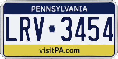PA license plate LRV3454
