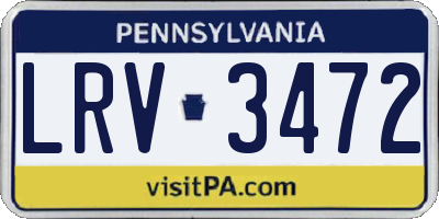 PA license plate LRV3472