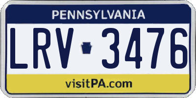 PA license plate LRV3476