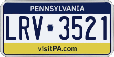 PA license plate LRV3521