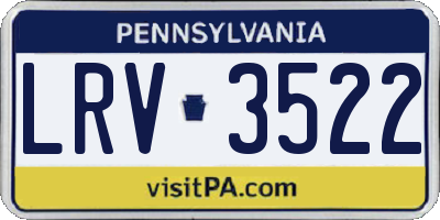 PA license plate LRV3522
