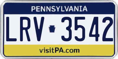 PA license plate LRV3542