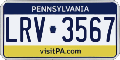 PA license plate LRV3567