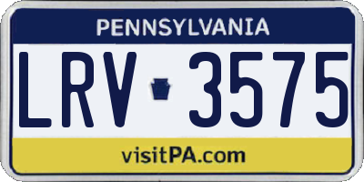 PA license plate LRV3575