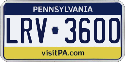 PA license plate LRV3600