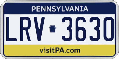 PA license plate LRV3630