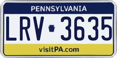 PA license plate LRV3635