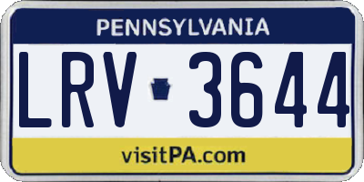 PA license plate LRV3644
