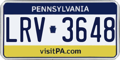 PA license plate LRV3648