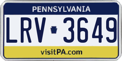 PA license plate LRV3649