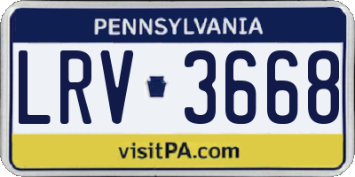 PA license plate LRV3668