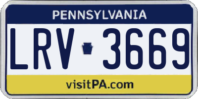 PA license plate LRV3669