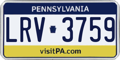 PA license plate LRV3759