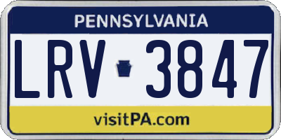 PA license plate LRV3847