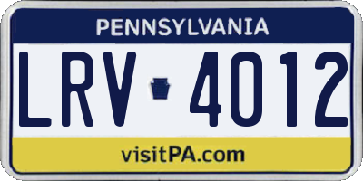 PA license plate LRV4012