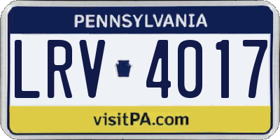 PA license plate LRV4017
