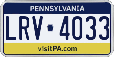 PA license plate LRV4033