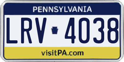 PA license plate LRV4038