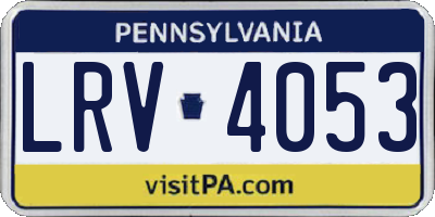 PA license plate LRV4053