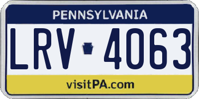PA license plate LRV4063
