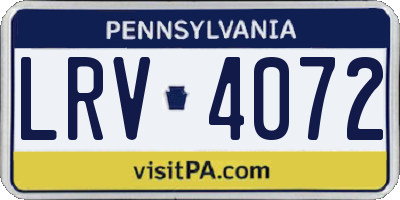 PA license plate LRV4072