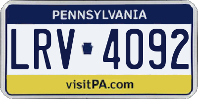 PA license plate LRV4092