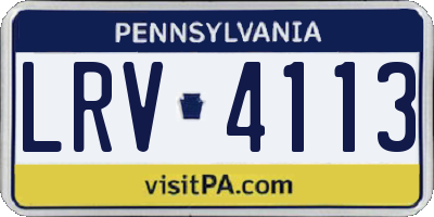 PA license plate LRV4113