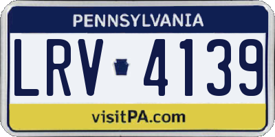 PA license plate LRV4139