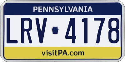 PA license plate LRV4178