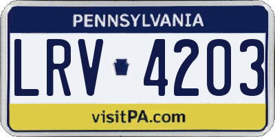 PA license plate LRV4203