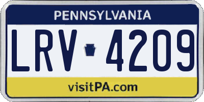 PA license plate LRV4209