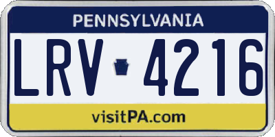 PA license plate LRV4216