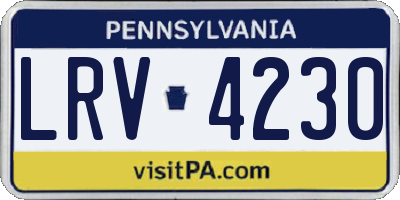PA license plate LRV4230