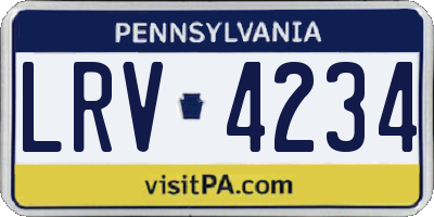 PA license plate LRV4234