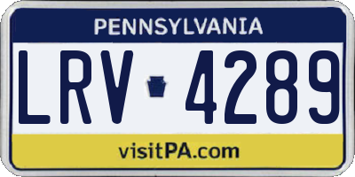 PA license plate LRV4289