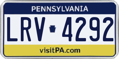 PA license plate LRV4292