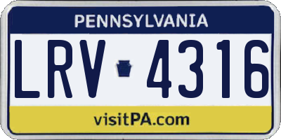 PA license plate LRV4316