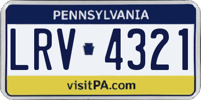 PA license plate LRV4321