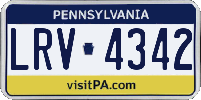 PA license plate LRV4342