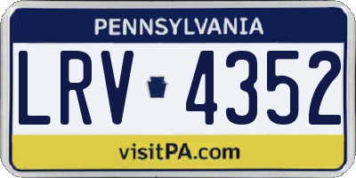 PA license plate LRV4352